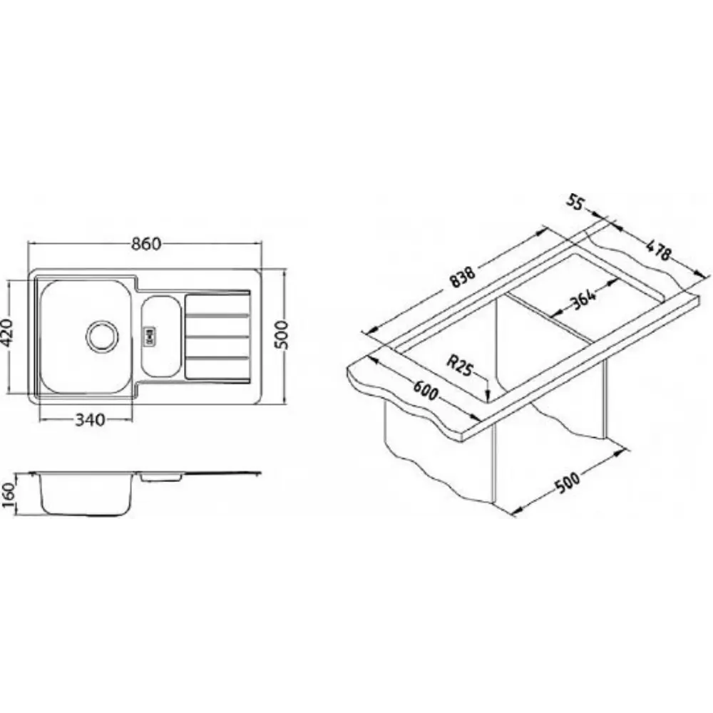 Фото 2 Мойка для кухни Alveus Line 30 50x86 см глубина чаши 16 см нержавеющая сталь aisi 304 цвет медь Фото 2 Мойка для кухни Alveus Line 30 50x86 см глубина чаши 16 см нержавеющая сталь aisi 304 цвет медь