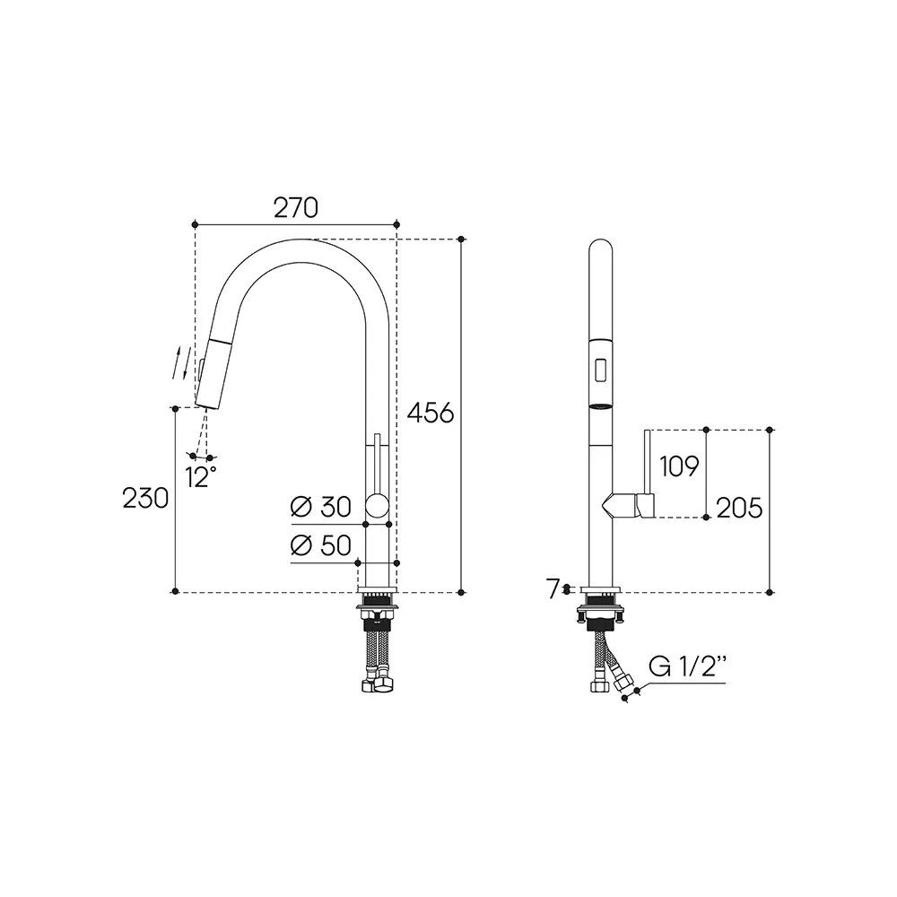Фото 2 Смеситель для кухни Aqueduto ASSISTENTE с вытяжным изливом 2 типа струй хром ASI0200