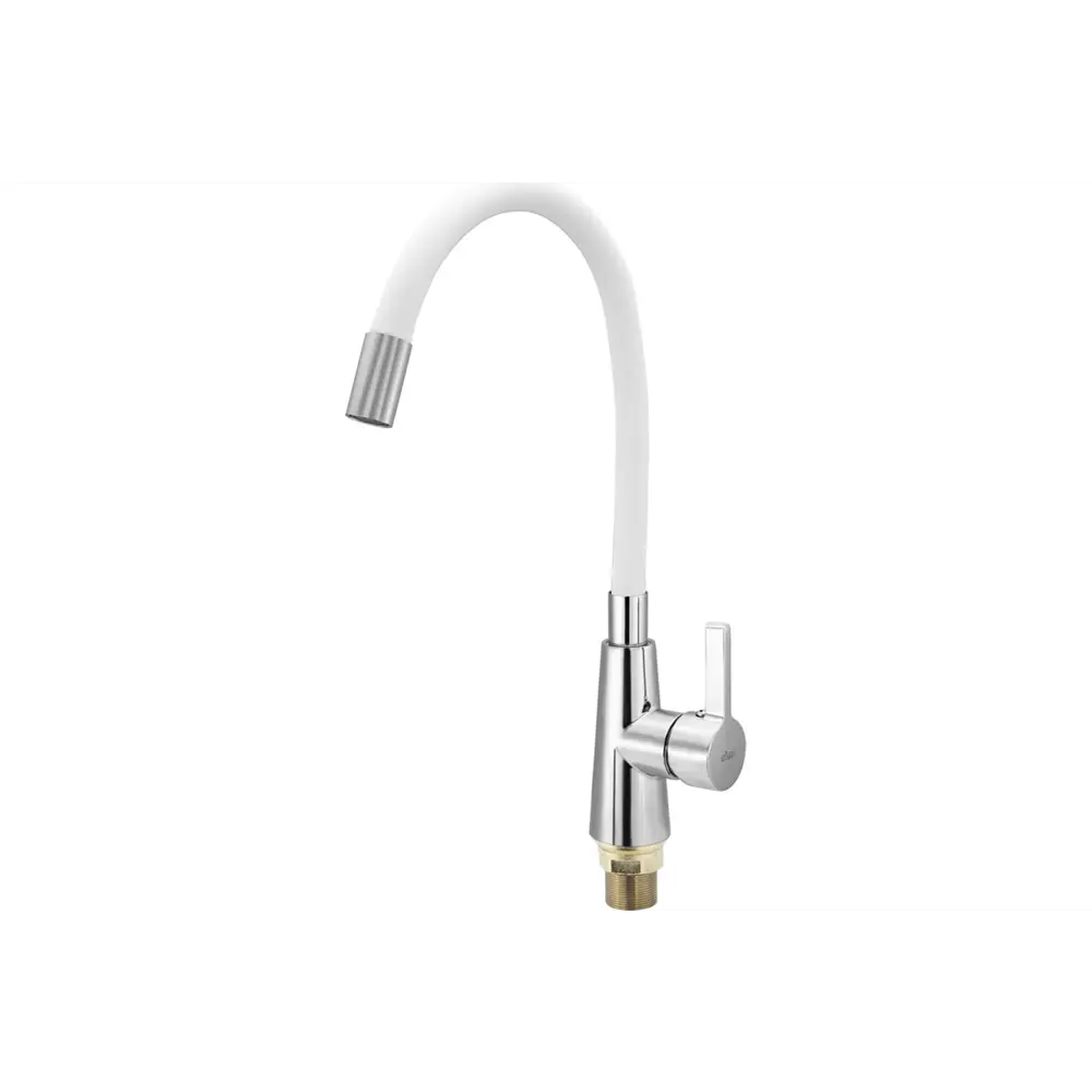 Фото Смеситель для кухни Ekko гибкий излив с гайкой белый E4205-E55