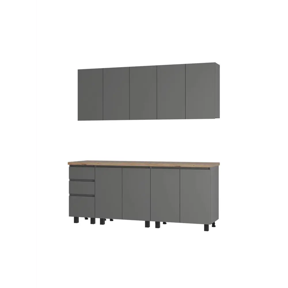 Фото Кухонный гарнитур Bts Честер 200x217.8x60 см ЛДСП цвет графит Фото Кухонный гарнитур Bts Честер 200x217.8x60 см ЛДСП цвет графит