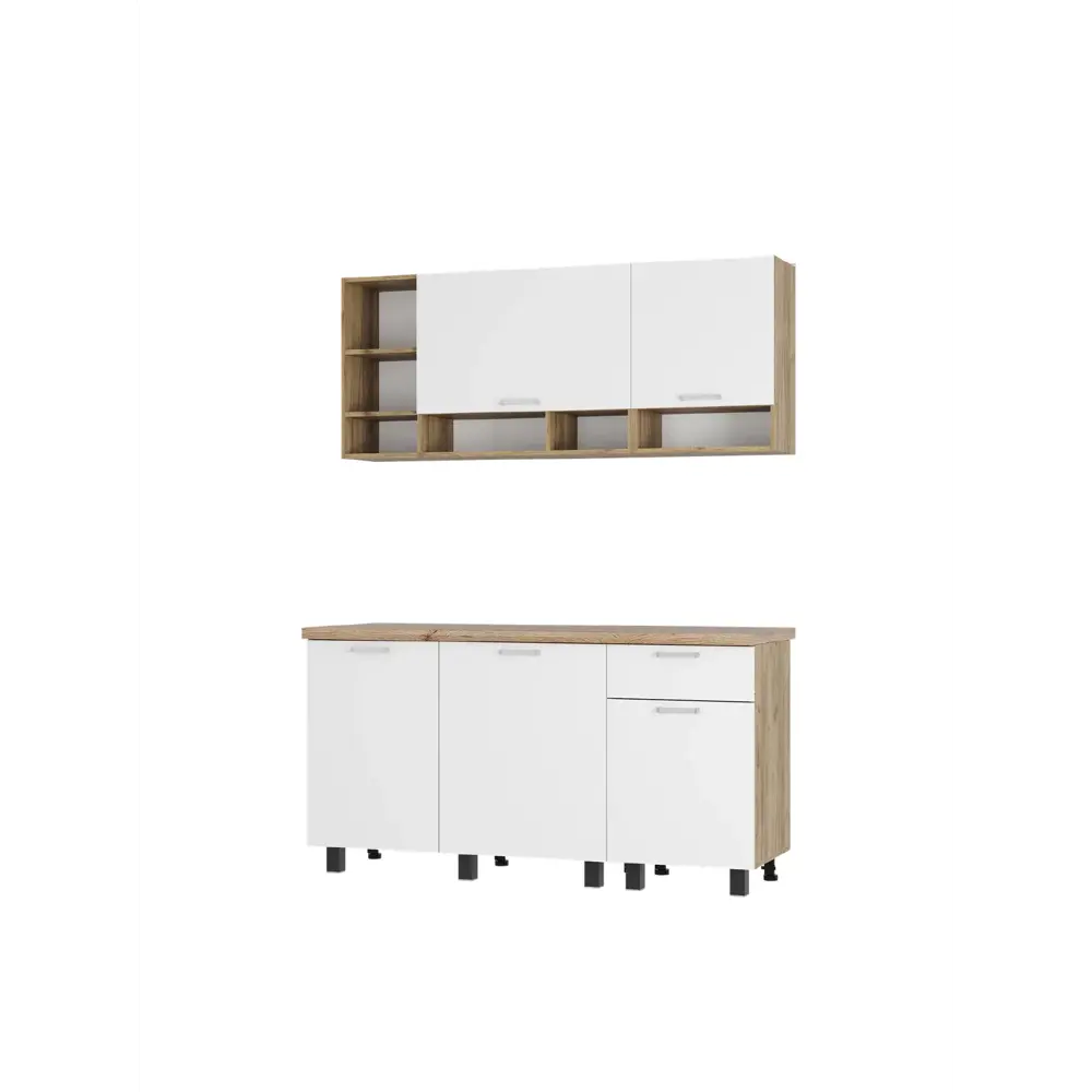 Фото Кухонный гарнитур Bts Вика 160x210.8x60 см ЛДСП цвет белый Фото Кухонный гарнитур Bts Вика 160x210.8x60 см ЛДСП цвет белый