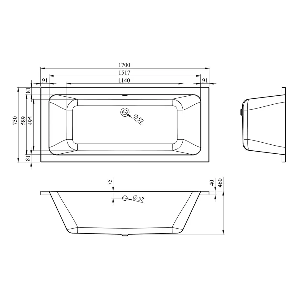 Фото 9 Прямоугольная ванна Lavinia Boho Pure 37100075 литьевой акрил 170x75 см, с усиленным армированным корпусом