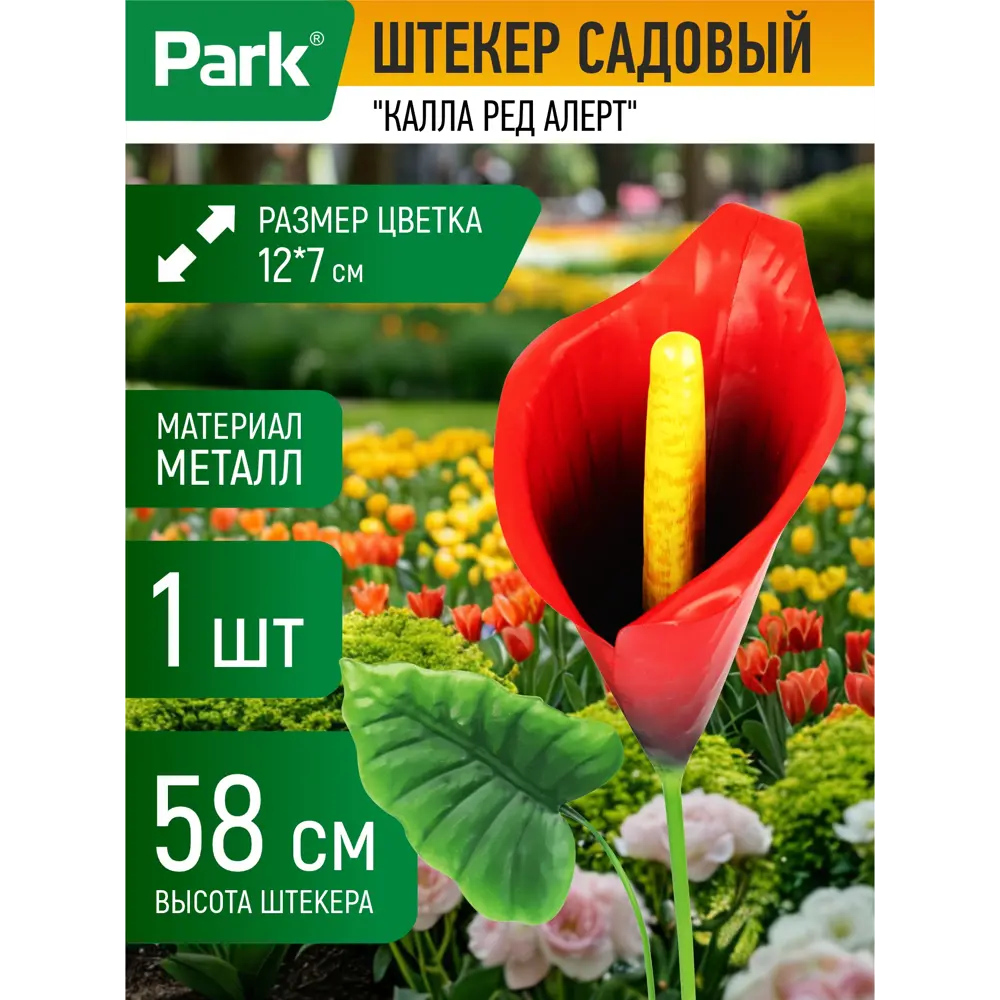 Фото Фигура садовая Калла ред алерт Park металл 8.5 x 23 см Фото Фигура садовая Калла ред алерт Park металл 8.5 x 23 см