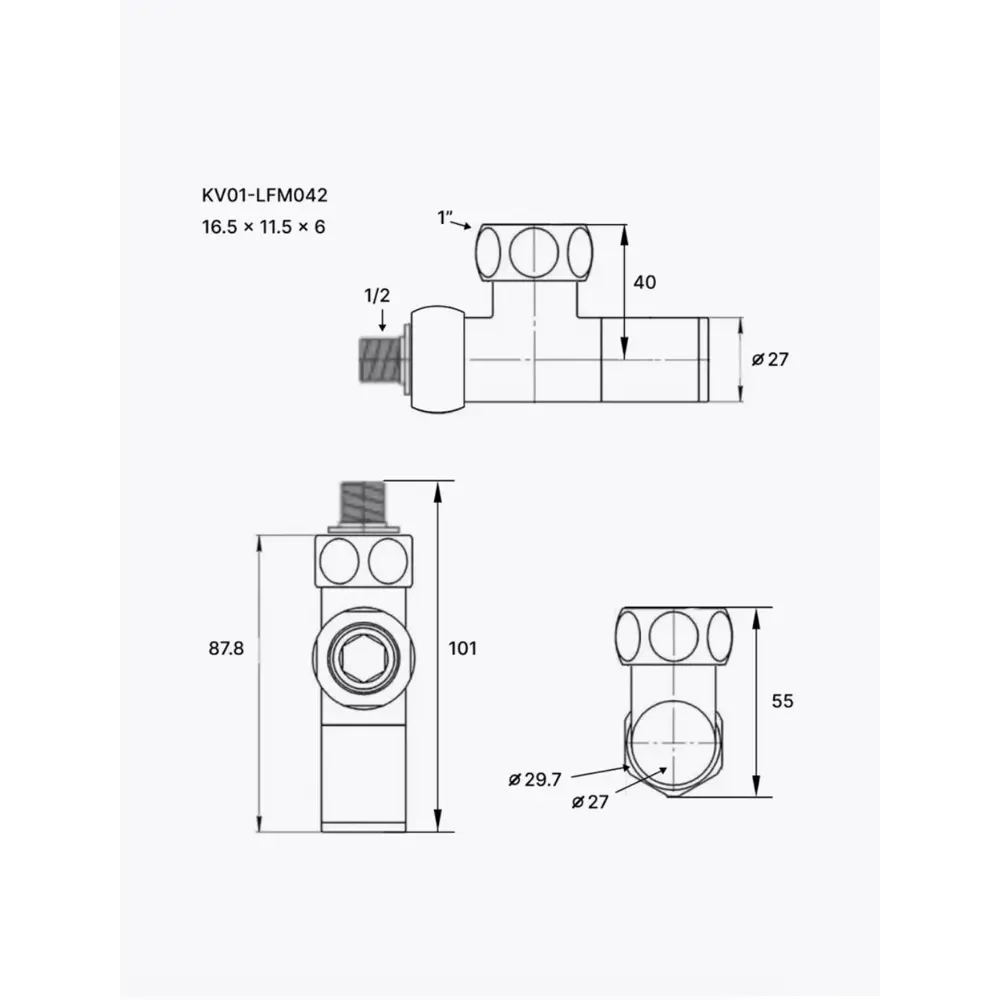 Фото 2 Кран для полотенцесушителя угловой Aquardis 1"x1/2" нержавеющая сталь черный Фото 2 Кран для полотенцесушителя угловой Aquardis 1"x1/2" нержавеющая сталь черный