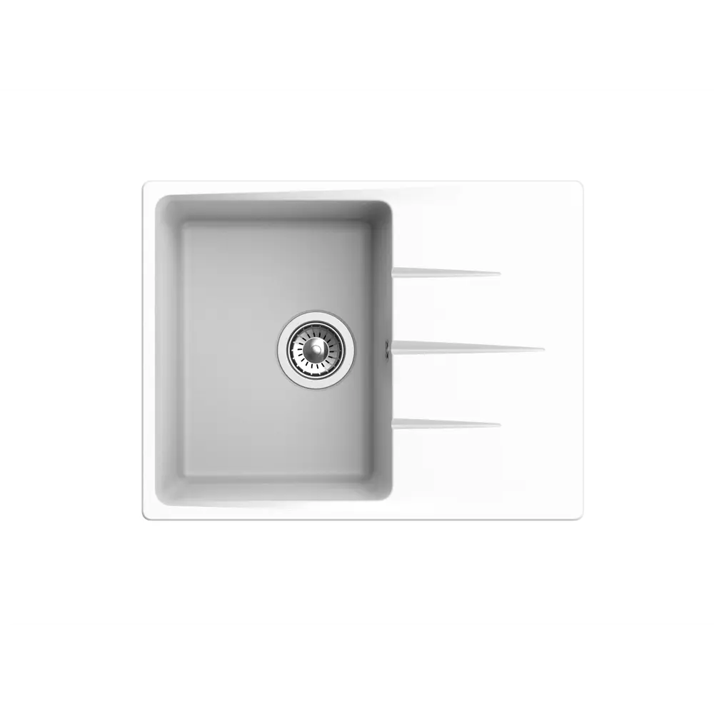 Фото 3 Мойка для кухни врезная KONSENSA 49x64 см глубина чаши 20 см кварц цвет белый Фото 3 Мойка для кухни врезная KONSENSA 49x64 см глубина чаши 20 см кварц цвет белый