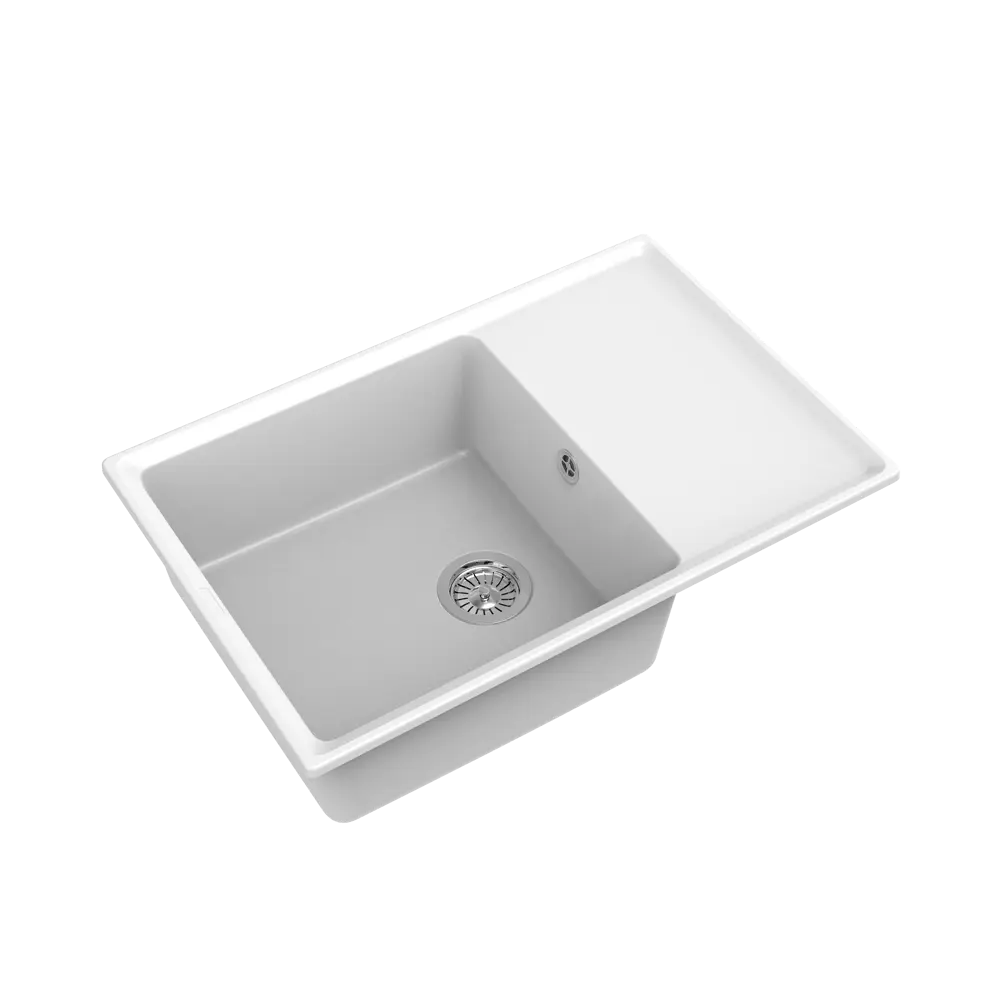 Фото 2 Мойка для кухни врезная KONSENSA 50x76 см глубина чаши 19 см кварц цвет белый Фото 2 Мойка для кухни врезная KONSENSA 50x76 см глубина чаши 19 см кварц цвет белый
