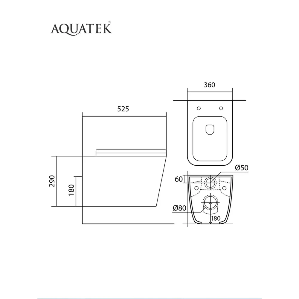 Фото 8 Унитаз подвесной Aquatek AQ0530N-00 безободковый с сиденьем микролифт Фото 8 Унитаз подвесной Aquatek AQ0530N-00 безободковый с сиденьем микролифт