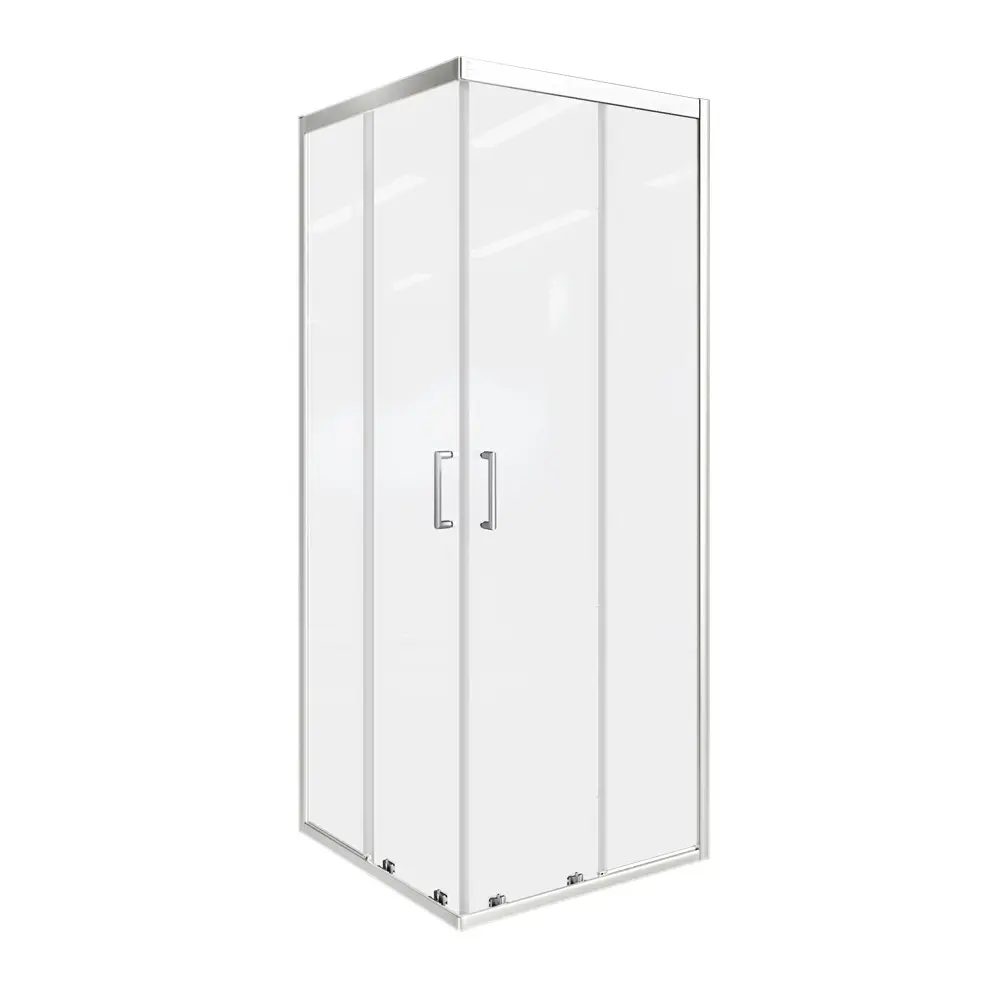 Фото Душевой уголок Makiato New квадратный 80x80 см хромированный профиль прозрачное стекло раздвижной Фото Душевой уголок Makiato New квадратный 80x80 см хромированный профиль прозрачное стекло раздвижной