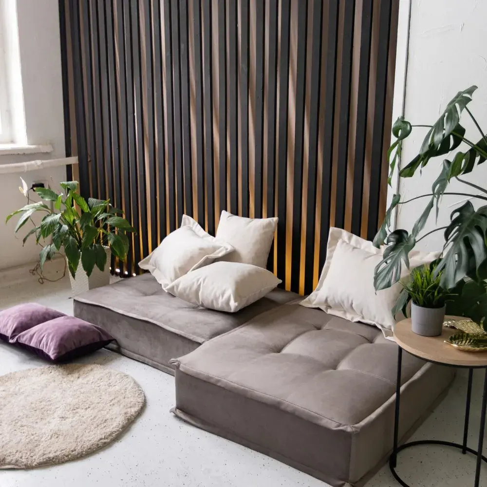 Фото 7 Диван Miella 80x23x100 см велюр цвет серо-бежевый с молочными подушками Фото 7 Диван Miella 80x23x100 см велюр цвет серо-бежевый с молочными подушками