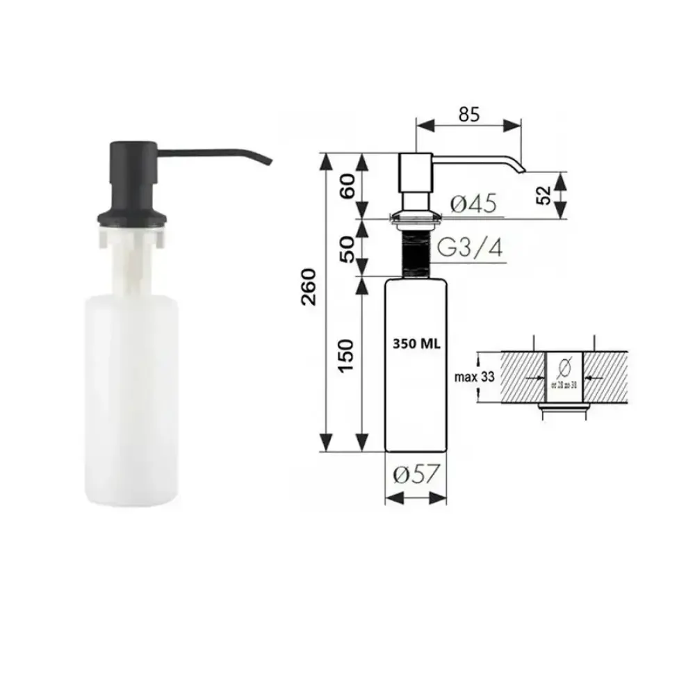 Фото 7 Мойка для кухни врезная с дозатором Glyph Gl35050B с сушилкой 50x50 см глубина чаши 20 см нержавеющая сталь цвет графит Фото 7 Мойка для кухни врезная с дозатором Glyph Gl35050B с сушилкой 50x50 см глубина чаши 20 см нержавеющая сталь цвет графит