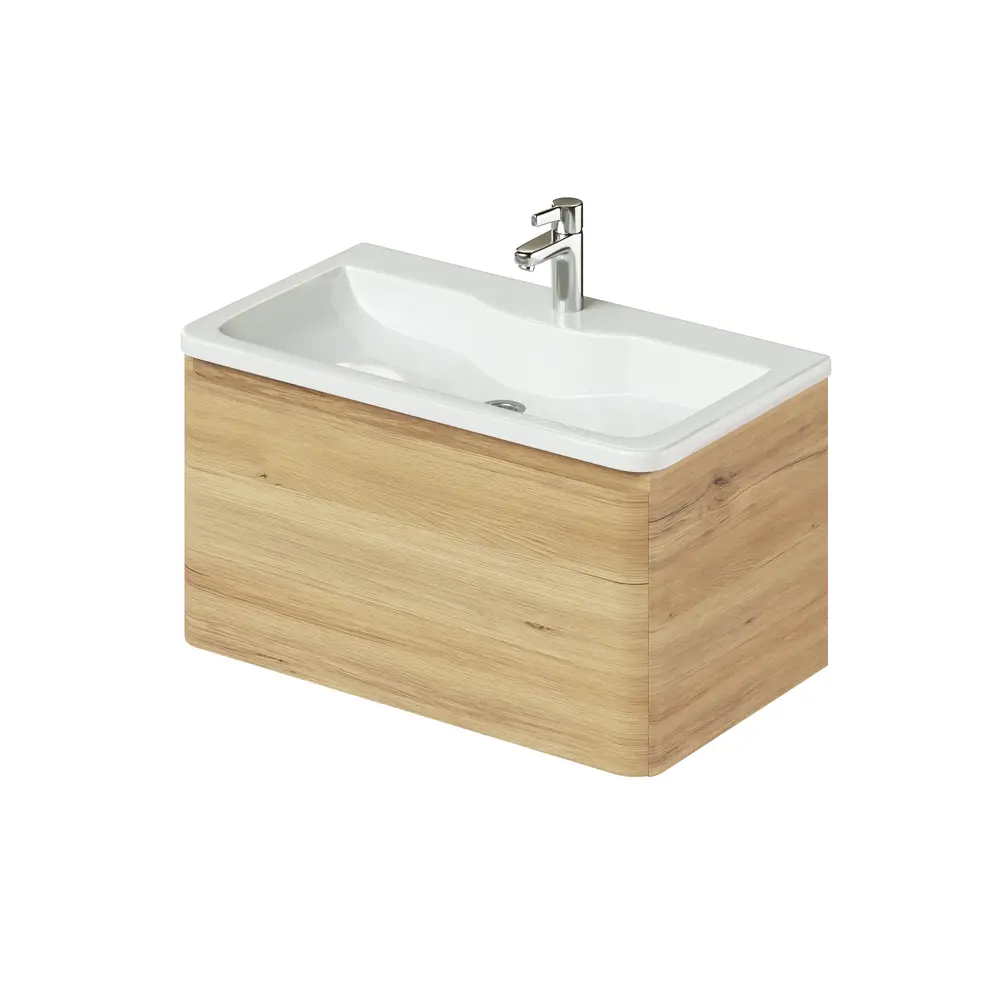 Фото Тумба с раковиной подвесная Итана Roberto 80см цвет дуб мавелла голд Фото Тумба с раковиной подвесная Итана Roberto 80см цвет дуб мавелла голд