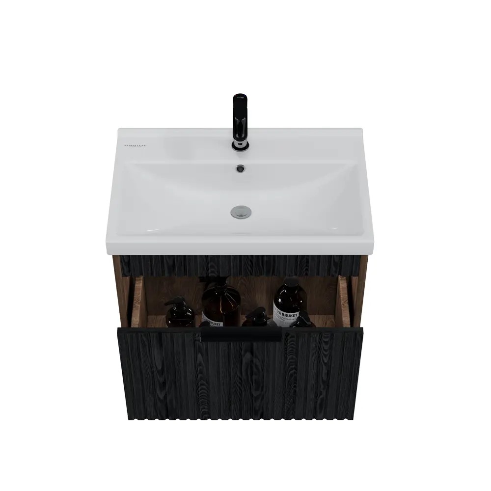 Фото 2 Тумба для ванной PLAY Луи 80 подвесная цвет серый-коричневый под раковину 80 см Фото 2 Тумба для ванной PLAY Луи 80 подвесная цвет серый-коричневый под раковину 80 см