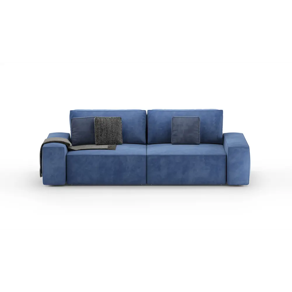 Фото Диван раскладной Mebelroom Формула 250x80x100 см велюр цвет синий Фото Диван раскладной Mebelroom Формула 250x80x100 см велюр цвет синий