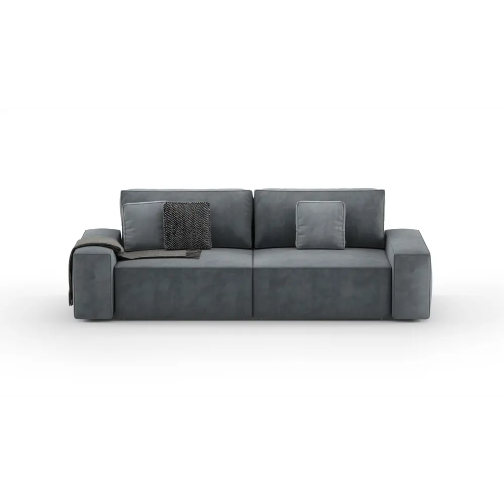 Фото Диван раскладной Mebelroom Тедди 250x80x100 см велюр цвет темно-серый Фото Диван раскладной Mebelroom Тедди 250x80x100 см велюр цвет темно-серый