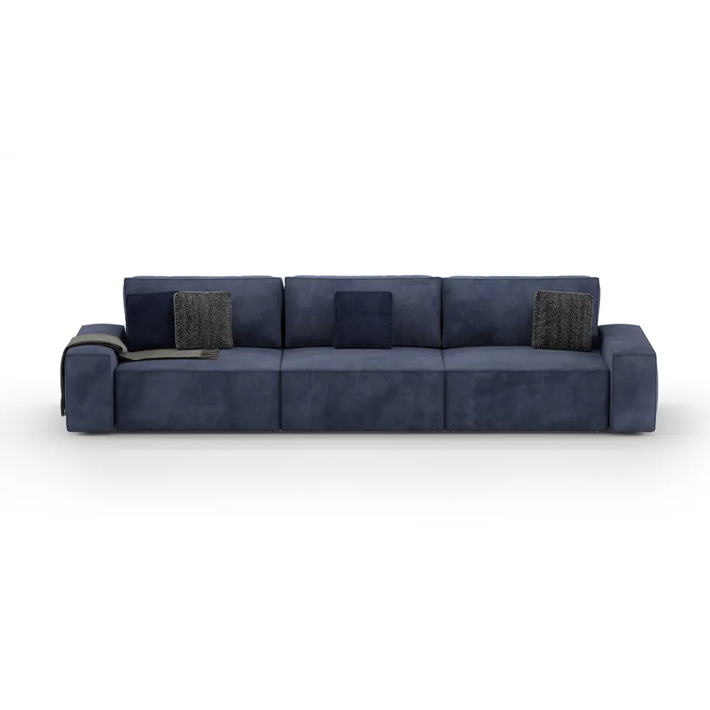 Фото 2 Диван раскладной Mebelroom Симпл 350x80x100 см велюр цвет синий