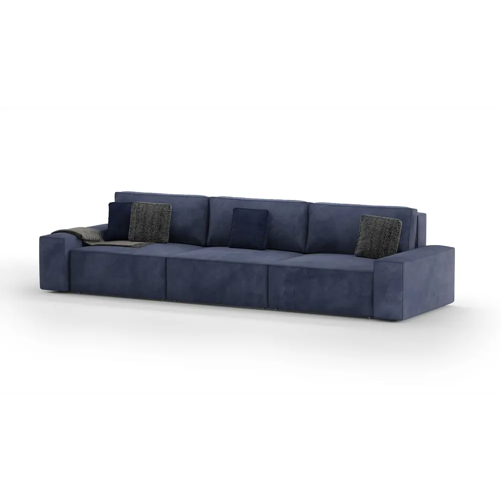 Фото 3 Диван раскладной Mebelroom Симпл 350x80x100 см велюр цвет синий