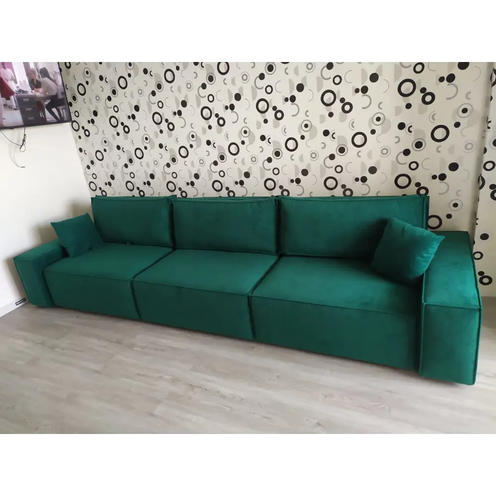 Фото 3 Диван раскладной Mebelroom Тедди 350x80x100 см велюр цвет изумрудный Фото 3 Диван раскладной Mebelroom Тедди 350x80x100 см велюр цвет изумрудный