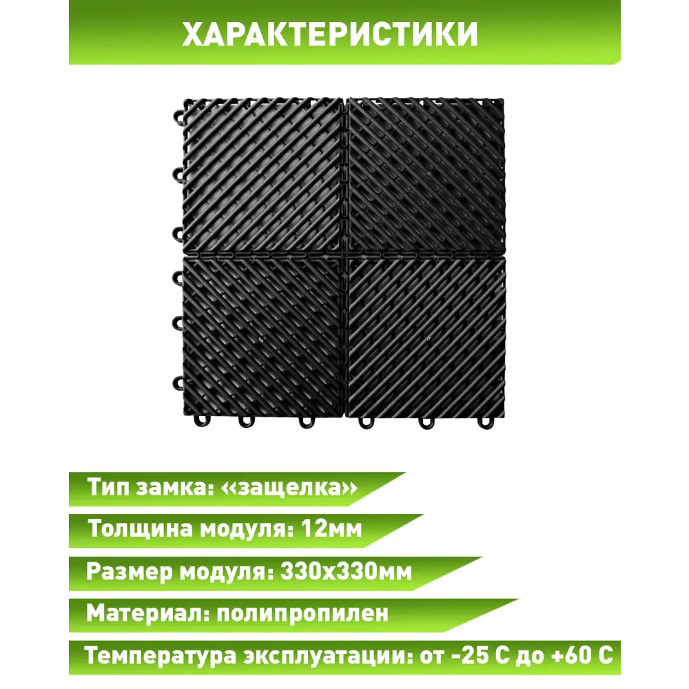 Фото 4 Модульная плитка Пластфактор City 9 шт RAL 9005 Фото 4 Модульная плитка Пластфактор City 9 шт RAL 9005