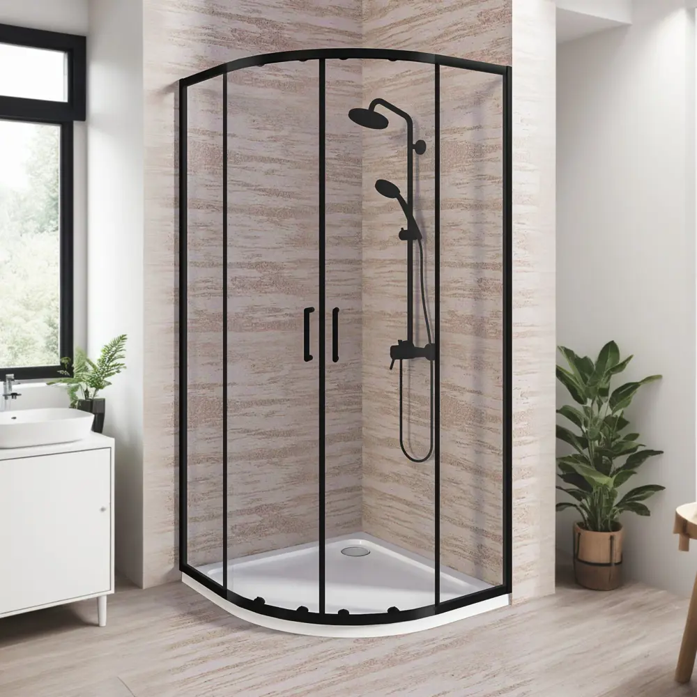 Фото 4 Душевой уголок Good door LITE ЛТ00027 1/4 круга 90х90см черный профиль эффект стекла прозрачное закаленное стекло Фото 4 Душевой уголок Good door LITE ЛТ00027 1/4 круга 90х90см черный профиль эффект стекла прозрачное закаленное стекло