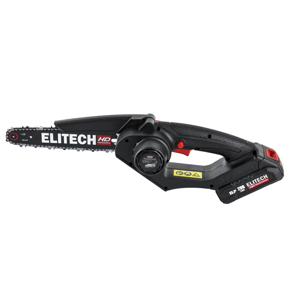Фото 2 Цепная пила аккумуляторная бесщеточная Elitech HD CS2008BLK 20 В 20 см 2 Ач АКБ и ЗУ входит в комплект Фото 2 Цепная пила аккумуляторная бесщеточная Elitech HD CS2008BLK 20 В 20 см 2 Ач АКБ и ЗУ входит в комплект