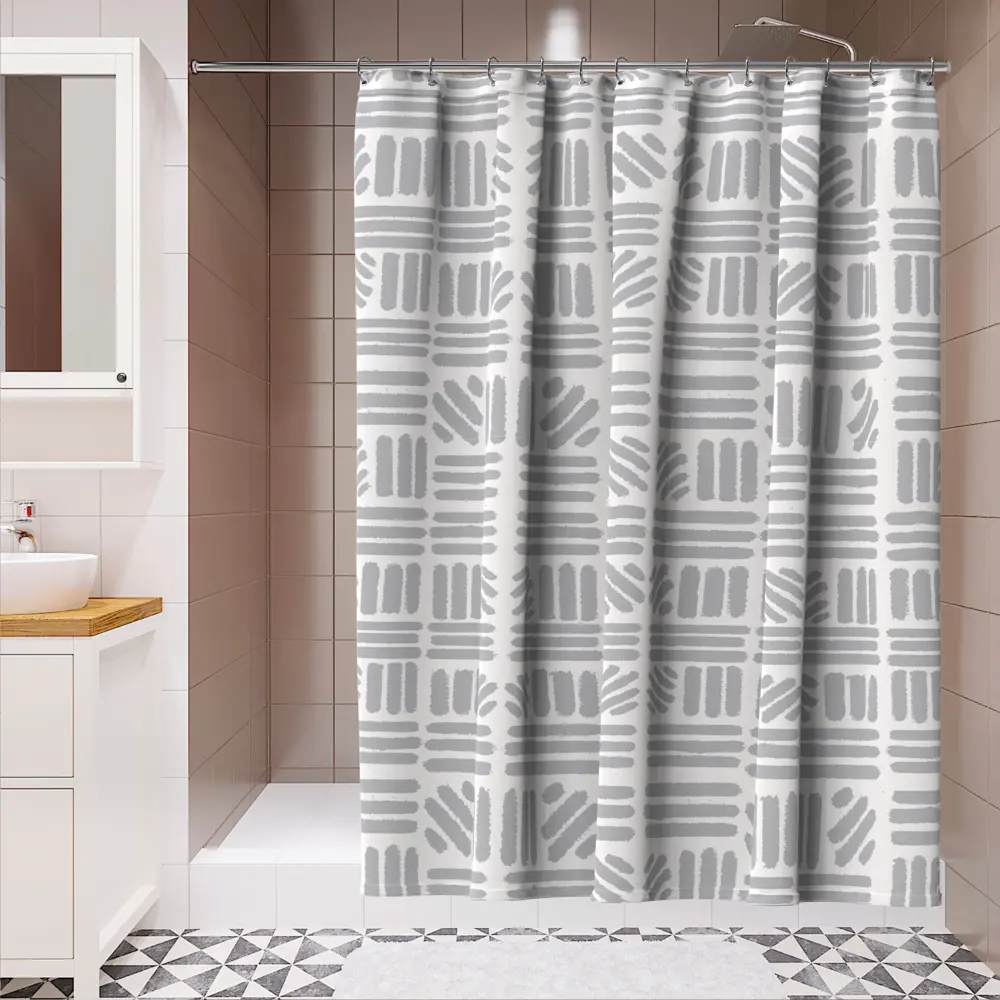 Фото Штора для ванной Lemer Aztec 180x200 см полиэстер цвет серый Фото Штора для ванной Lemer Aztec 180x200 см полиэстер цвет серый