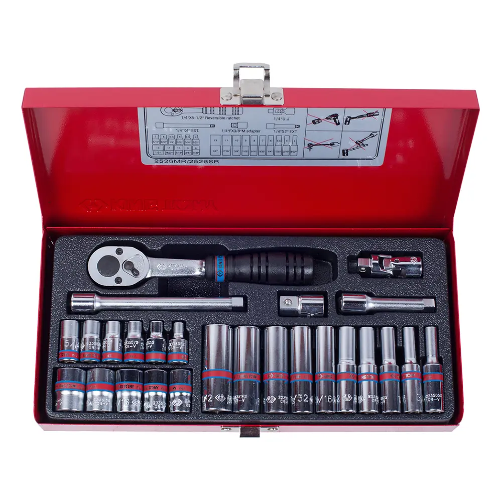 Фото 2 Набор торцевых головок King Tony 2526SR 1/4 дюйма, 26 шт