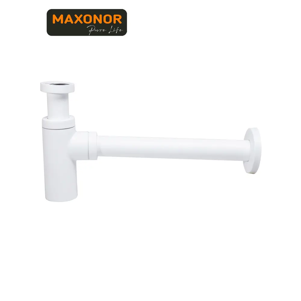 Фото 3 Сифон для раковины Maxonor pure life D50 мм свободное протекание белый Фото 3 Сифон для раковины Maxonor pure life D50 мм свободное протекание белый