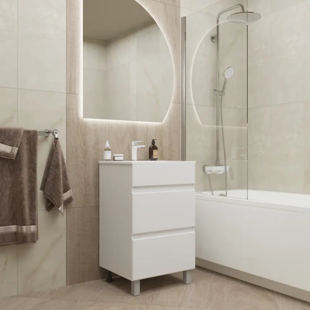 Фото 3 Тумба для ванной Mixline Брикс-50 2 ящика под раковину Breeze 50 мебельный Sanita Luxe