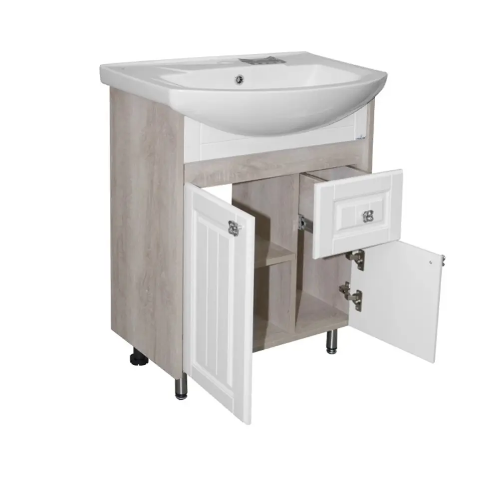 Фото 2 Тумба для ванной Mixline Версаль-55 белое дерево под раковину Элеганс-55 Rosa