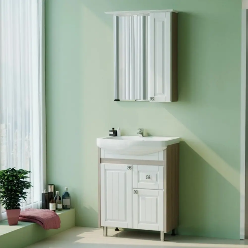 Фото 3 Тумба для ванной Mixline Версаль-55 белое дерево под раковину Элеганс-55 Rosa