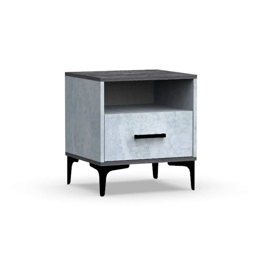 Фото Тумба прикроватная Эверест Лофт 45x50x40 см 1 ящик ЛДСП цвет цемент темный/цемент светлый Фото Тумба прикроватная Эверест Лофт 45x50x40 см 1 ящик ЛДСП цвет цемент темный/цемент светлый