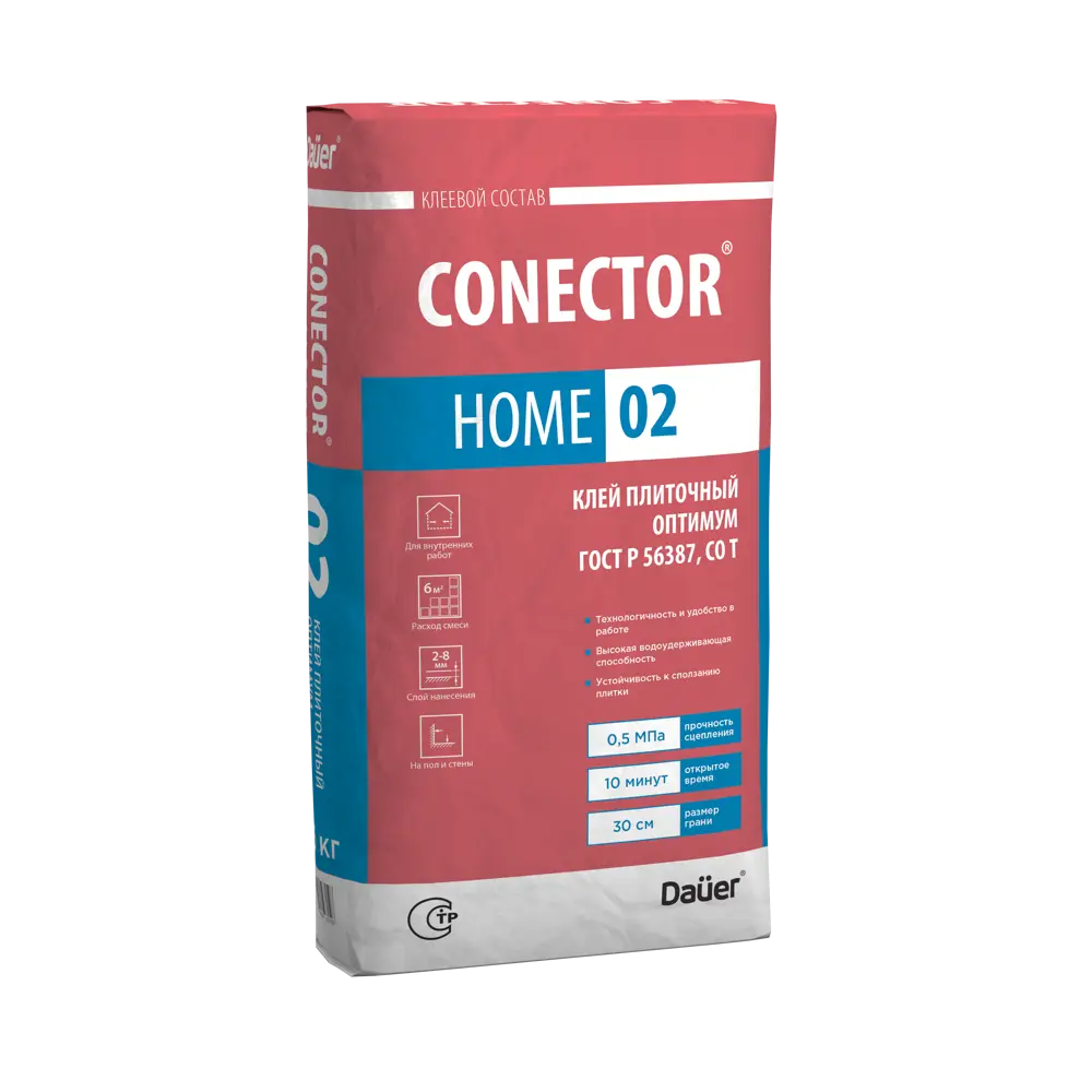 Фото Клей плиточный Dauer Conector home Оптимум 25кг Фото Клей плиточный Dauer Conector home Оптимум 25кг