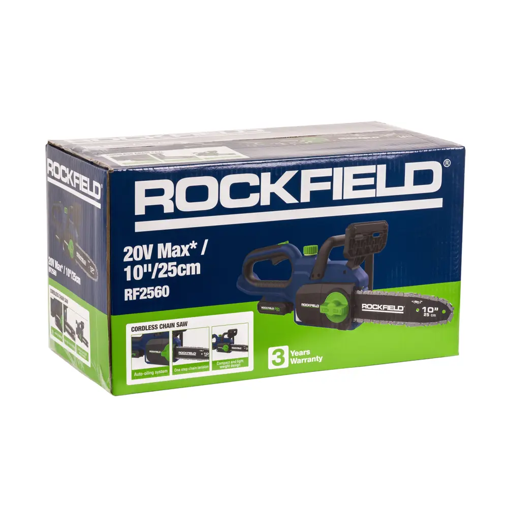 Фото 14 Цепная пила аккумуляторная Rockfield RF2560, 20 В Li-ion 2 Ач Фото 14 Цепная пила аккумуляторная Rockfield RF2560, 20 В Li-ion 2 Ач