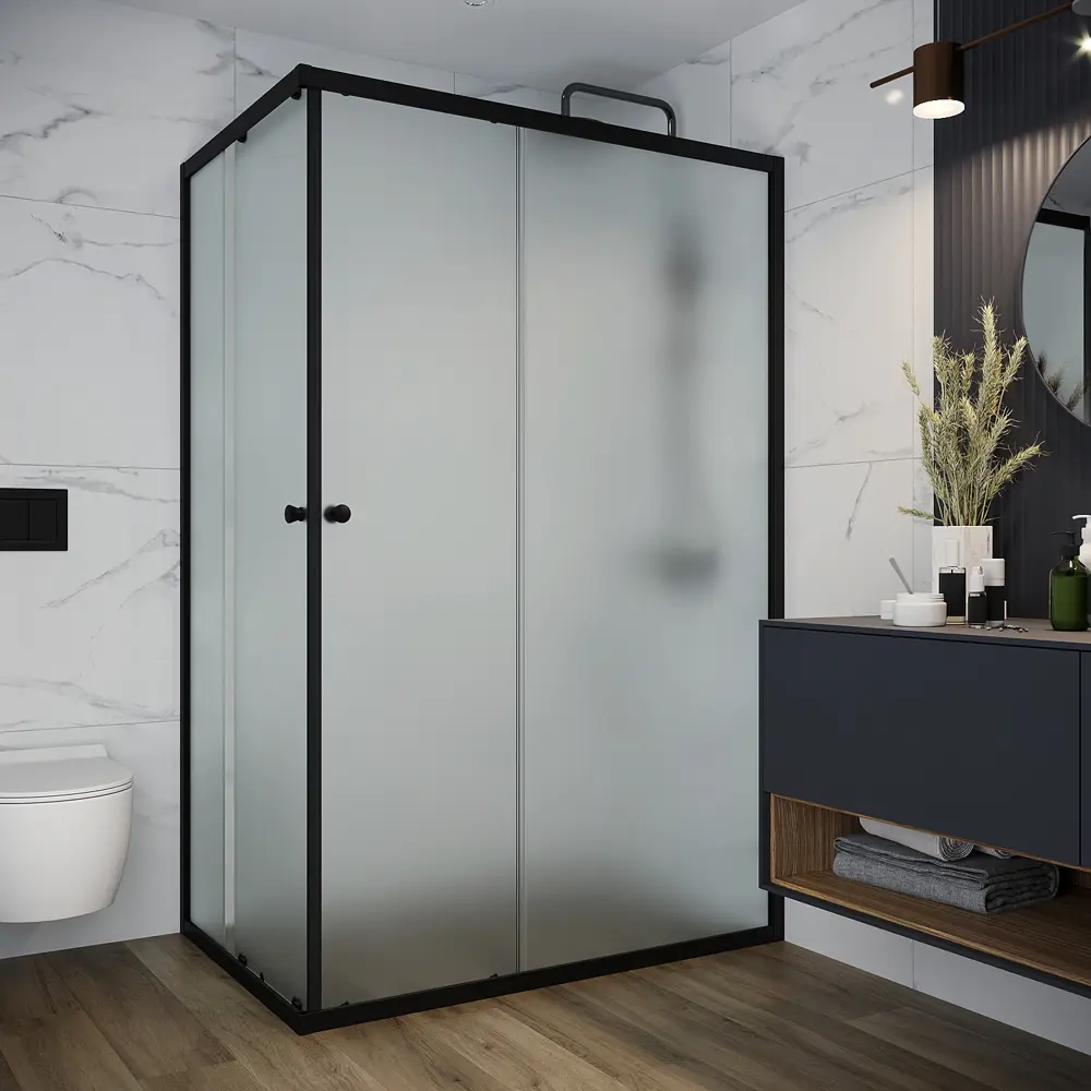 Фото 3 Душевой уголок Domani-spa Cube DS04Cb128L0M00.Gt-Black_6791 прямоугольник 120x80см черный профиль эффект стекла матовый Фото 3 Душевой уголок Domani-spa Cube DS04Cb128L0M00.Gt-Black_6791 прямоугольник 120x80см черный профиль эффект стекла матовый