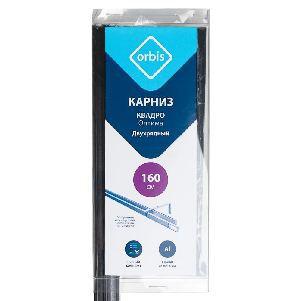 Фото 3 Настенный карниз двухрядный Orbis Кантри 160 см металл цвет черный Фото 3 Настенный карниз двухрядный Orbis Кантри 160 см металл цвет черный