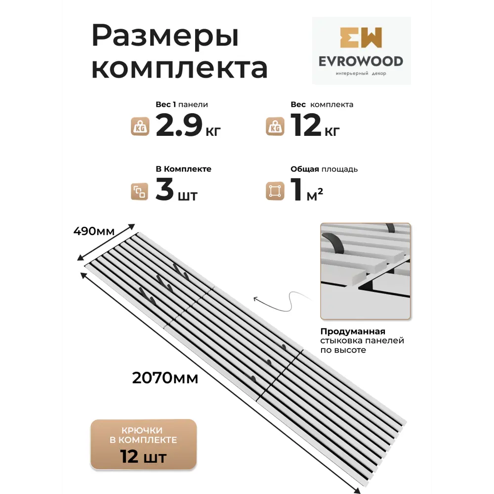 Фото 5 Реечная панель Eurowood VMS3 белый на черном 680x505x11мм 1.03м² 3шт Фото 5 Реечная панель Eurowood VMS3 белый на черном 680x505x11мм 1.03м² 3шт