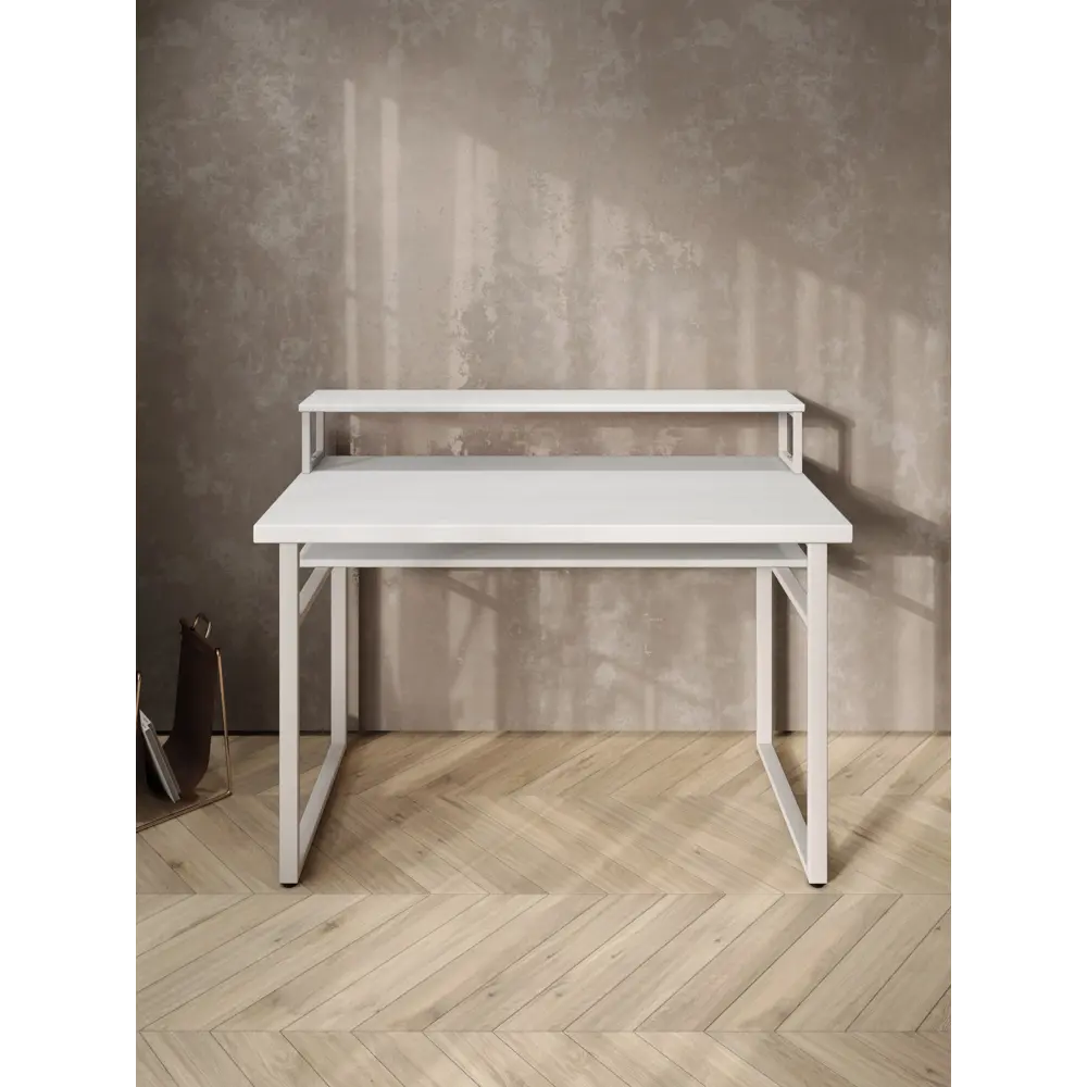 Фото 3 Стол компьютерный Solarius Loft 60x96x110 см сталь и дерево цвет белый Фото 3 Стол компьютерный Solarius Loft 60x96x110 см сталь и дерево цвет белый
