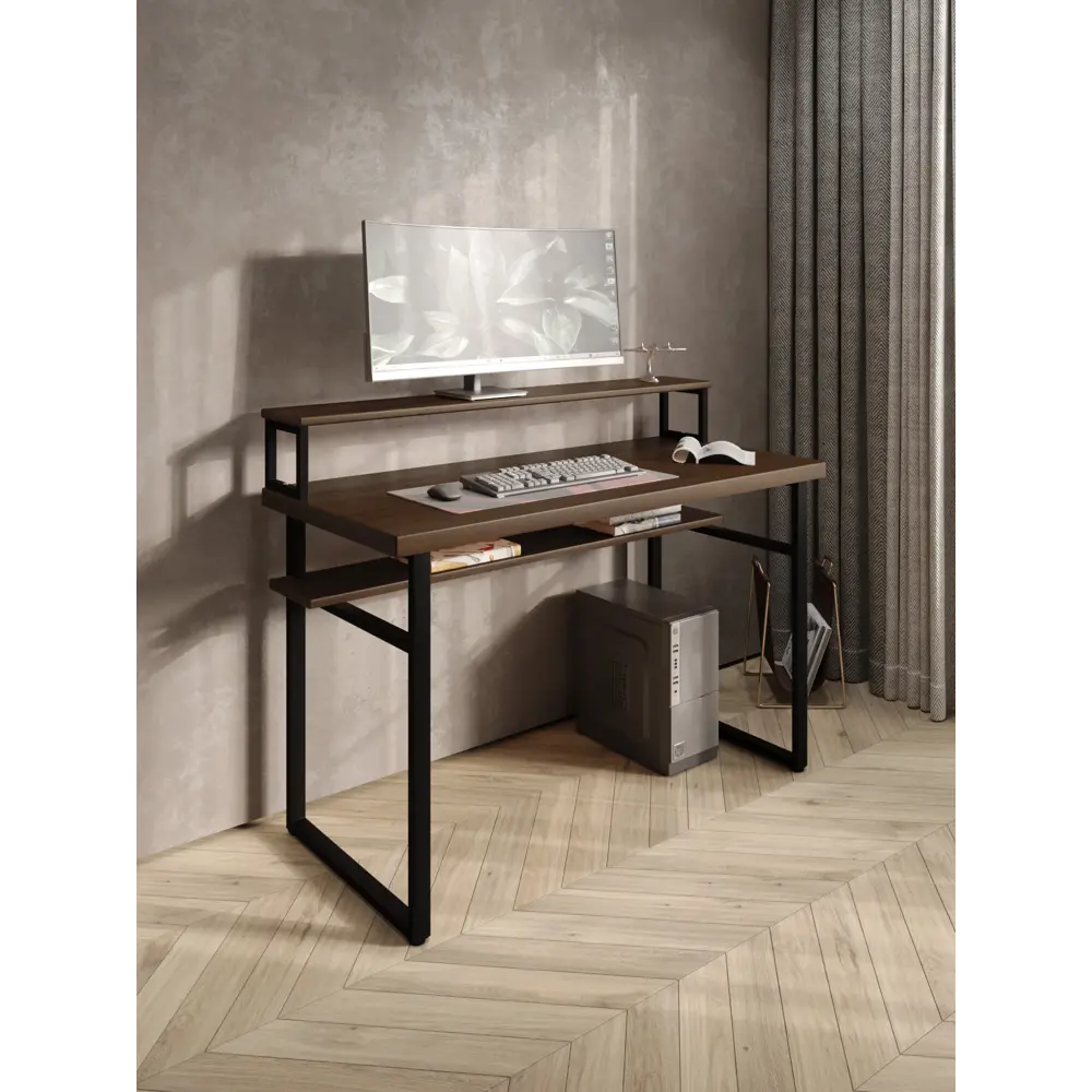 Фото 5 Стол компьютерный Solarius Loft 60x96x90 см сталь и дерево цвет темный дуб/черный Фото 5 Стол компьютерный Solarius Loft 60x96x90 см сталь и дерево цвет темный дуб/черный
