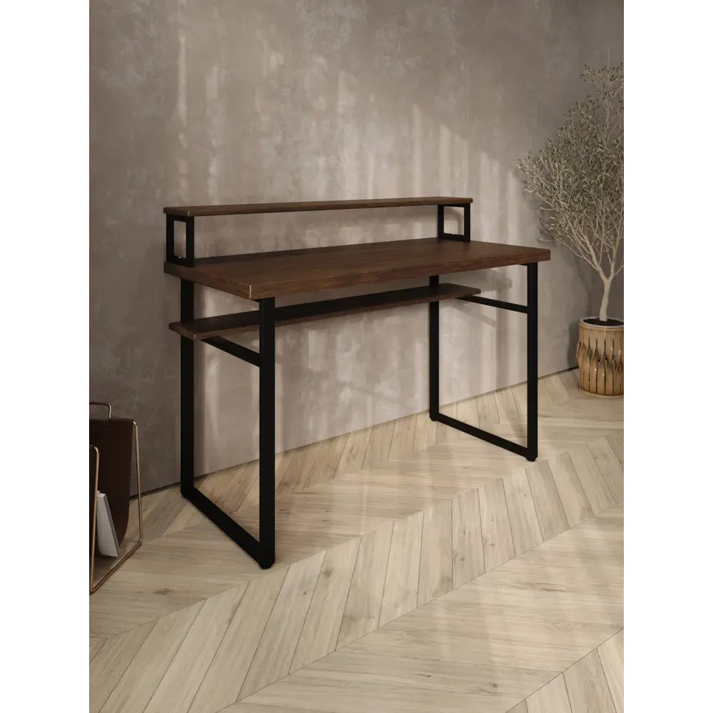 Фото 4 Стол компьютерный Solarius Loft 60x96x130 см сталь и дерево цвет темный дуб/черный Фото 4 Стол компьютерный Solarius Loft 60x96x130 см сталь и дерево цвет темный дуб/черный