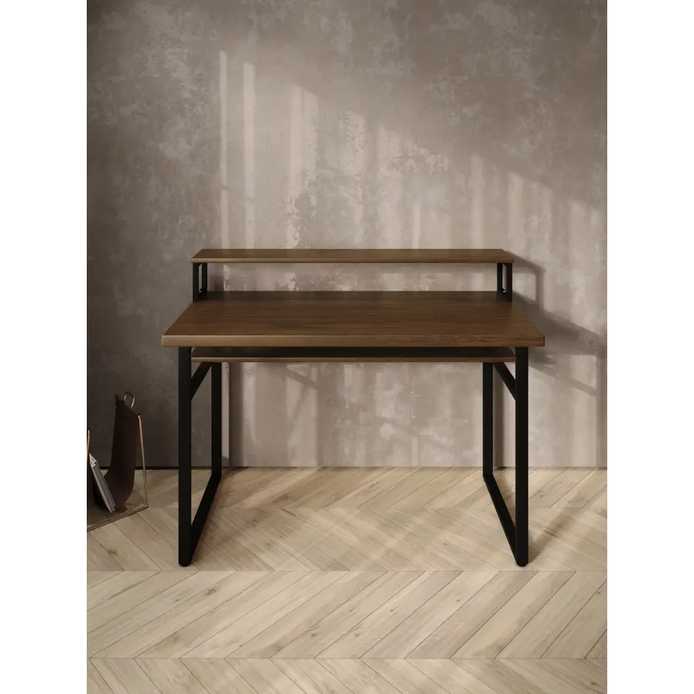 Фото 3 Стол компьютерный Solarius Loft 60x96x140 см сталь и дерево цвет темный дуб/черный Фото 3 Стол компьютерный Solarius Loft 60x96x140 см сталь и дерево цвет темный дуб/черный