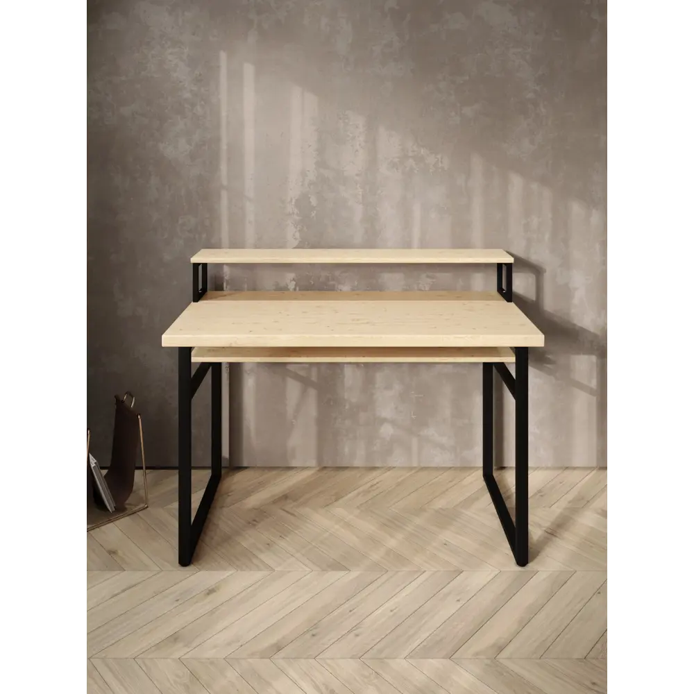 Фото 3 Стол компьютерный Solarius Loft 60x96x90 см сталь и дерево цвет черный/натуральный Фото 3 Стол компьютерный Solarius Loft 60x96x90 см сталь и дерево цвет черный/натуральный