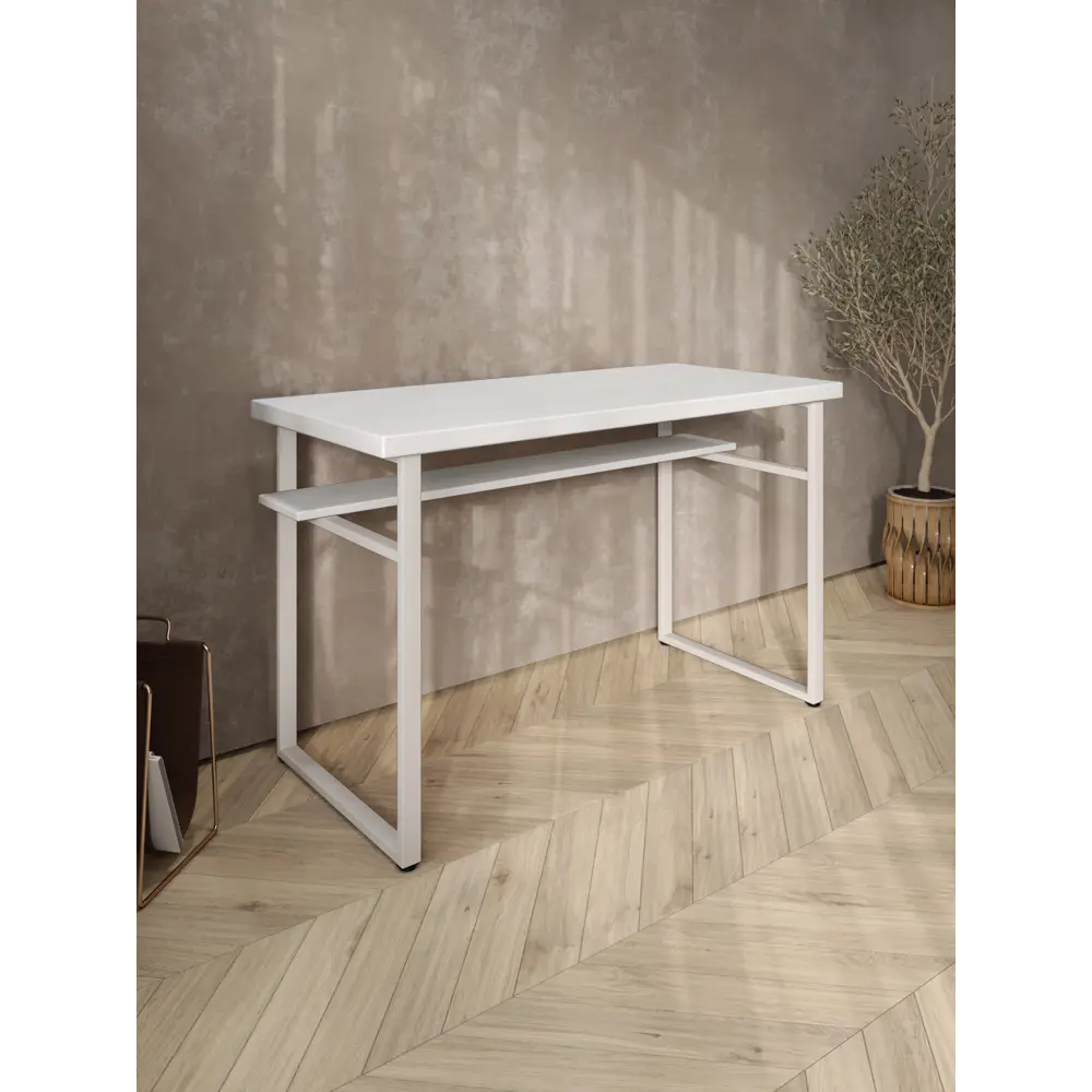 Фото 4 Стол компьютерный Solarius Loft 60x78x140 см сталь и дерево цвет белый Фото 4 Стол компьютерный Solarius Loft 60x78x140 см сталь и дерево цвет белый