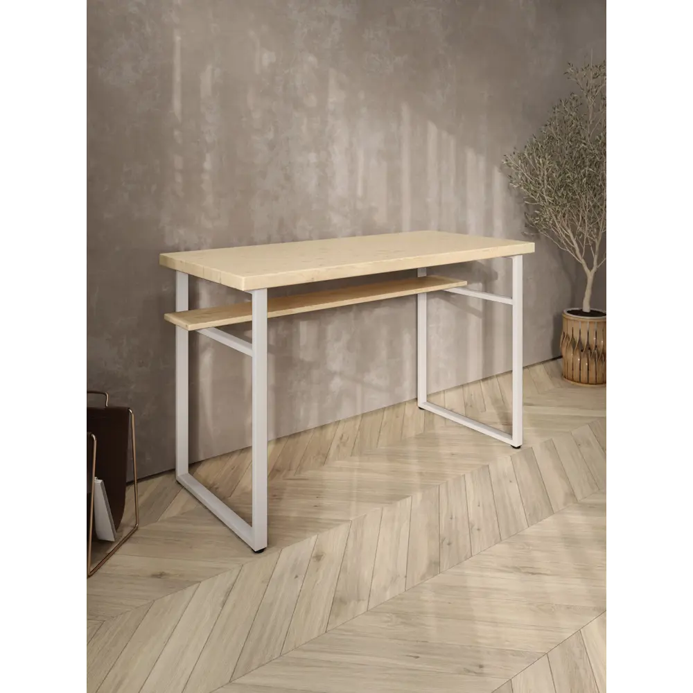 Фото 4 Стол компьютерный Solarius Loft 60x78x110 см сталь и дерево цвет белый/натуральный Фото 4 Стол компьютерный Solarius Loft 60x78x110 см сталь и дерево цвет белый/натуральный