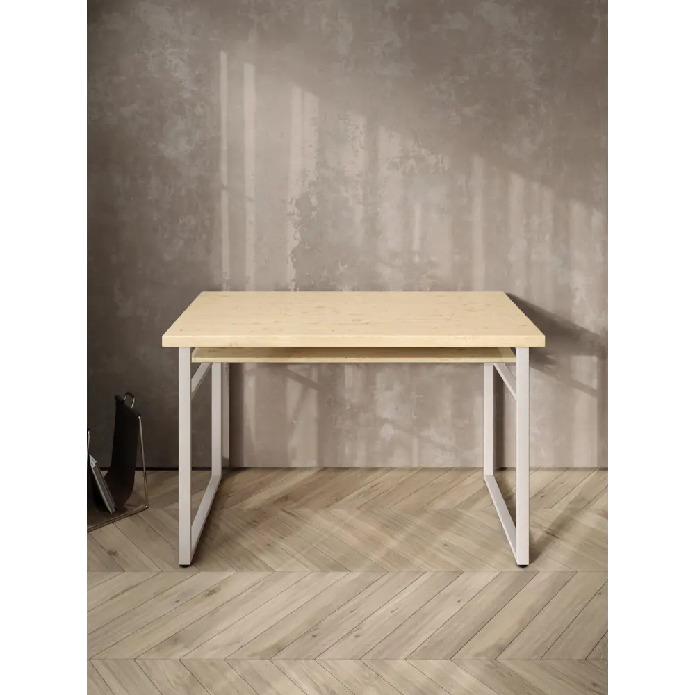 Фото 3 Стол компьютерный Solarius Loft 60x78x110 см сталь и дерево цвет белый/натуральный Фото 3 Стол компьютерный Solarius Loft 60x78x110 см сталь и дерево цвет белый/натуральный
