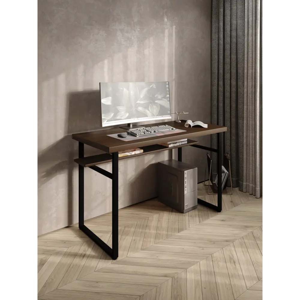Фото 5 Стол компьютерный Solarius Loft 60x78x110 см сталь и дерево цвет темный дуб/черный Фото 5 Стол компьютерный Solarius Loft 60x78x110 см сталь и дерево цвет темный дуб/черный