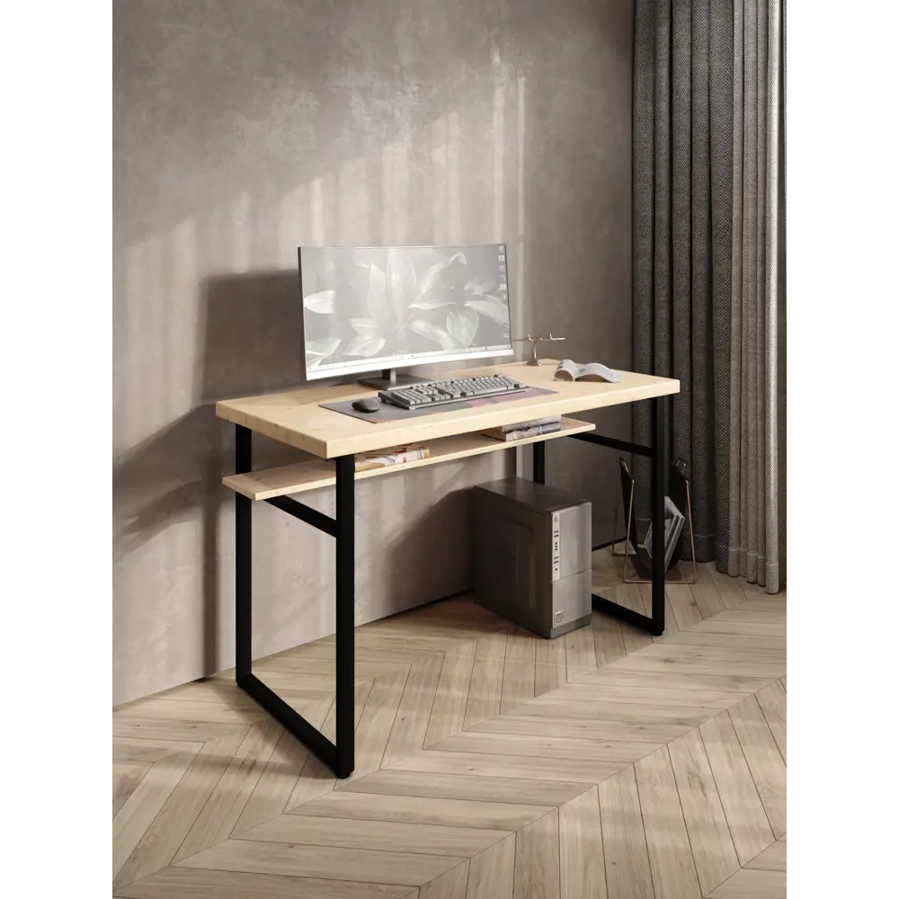 Фото 5 Стол компьютерный Solarius Loft 60x78x90 см сталь и дерево цвет черный/натуральный Фото 5 Стол компьютерный Solarius Loft 60x78x90 см сталь и дерево цвет черный/натуральный