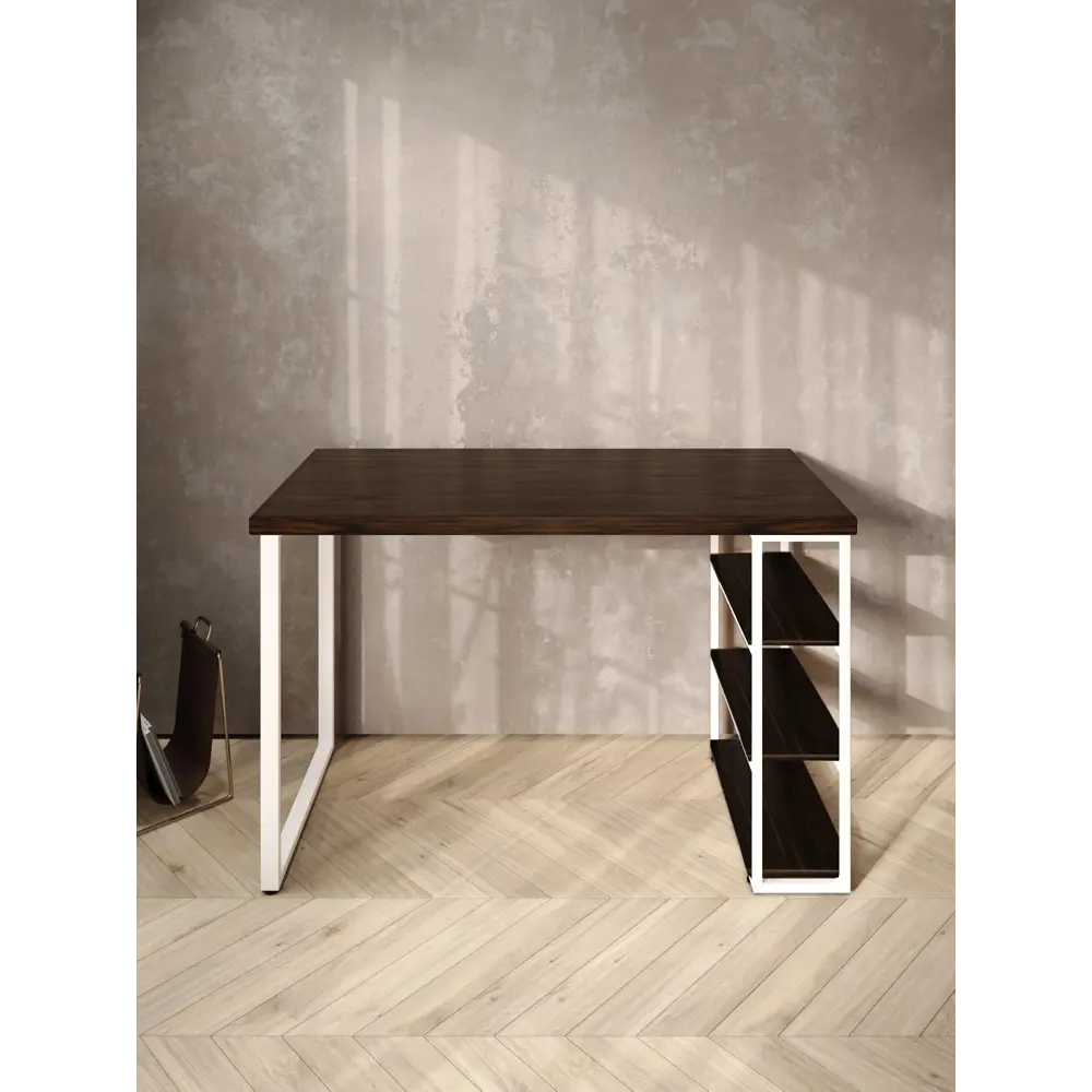 Фото 3 Стол письменный Solarius Loft 60x76.5x100 см сталь и дерево лофт ножки цвет белый/венге Фото 3 Стол письменный Solarius Loft 60x76.5x100 см сталь и дерево лофт ножки цвет белый/венге