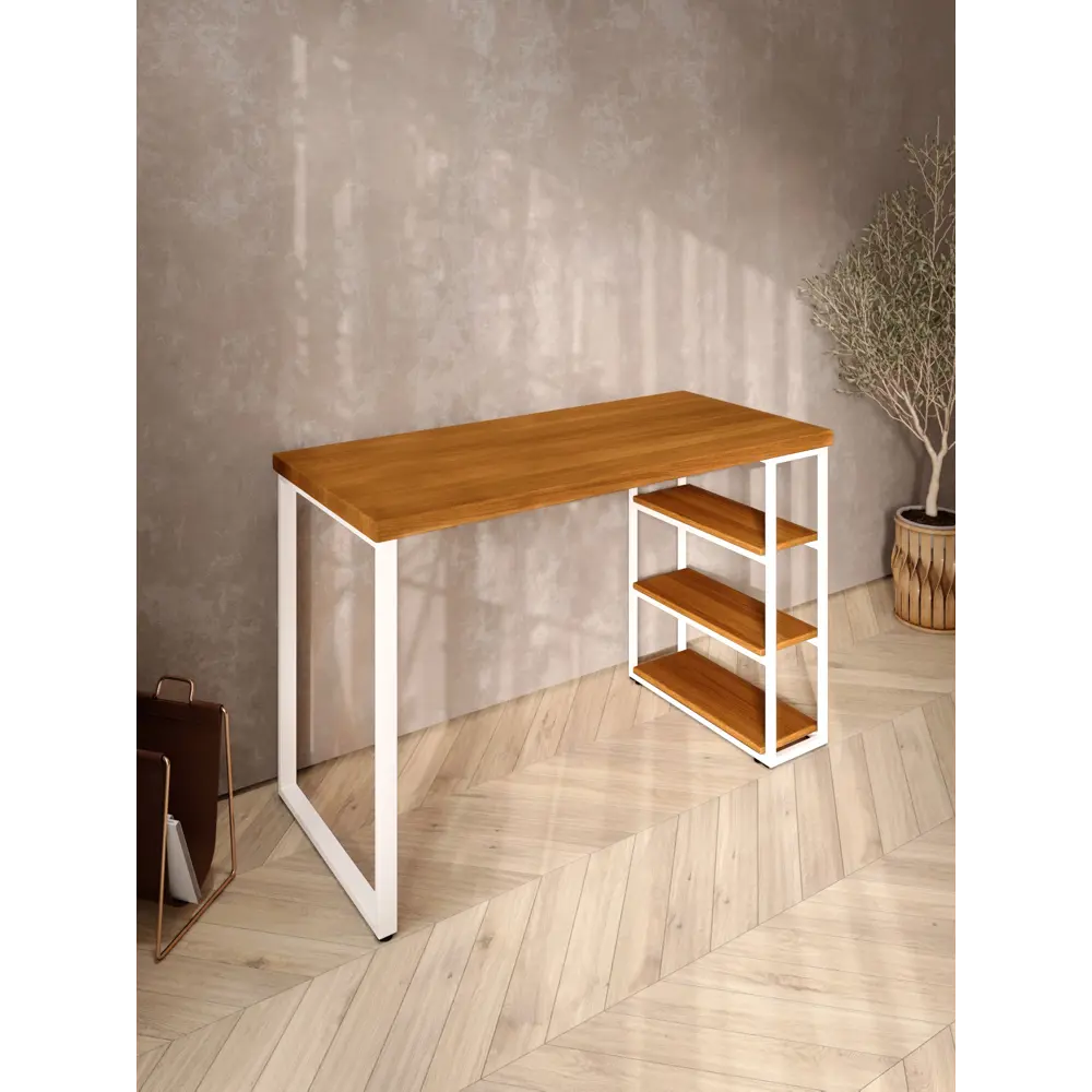 Фото 4 Стол письменный Solarius Loft 60x76.5x130 см сталь и дерево лофт ножки цвет белый/ольха Фото 4 Стол письменный Solarius Loft 60x76.5x130 см сталь и дерево лофт ножки цвет белый/ольха