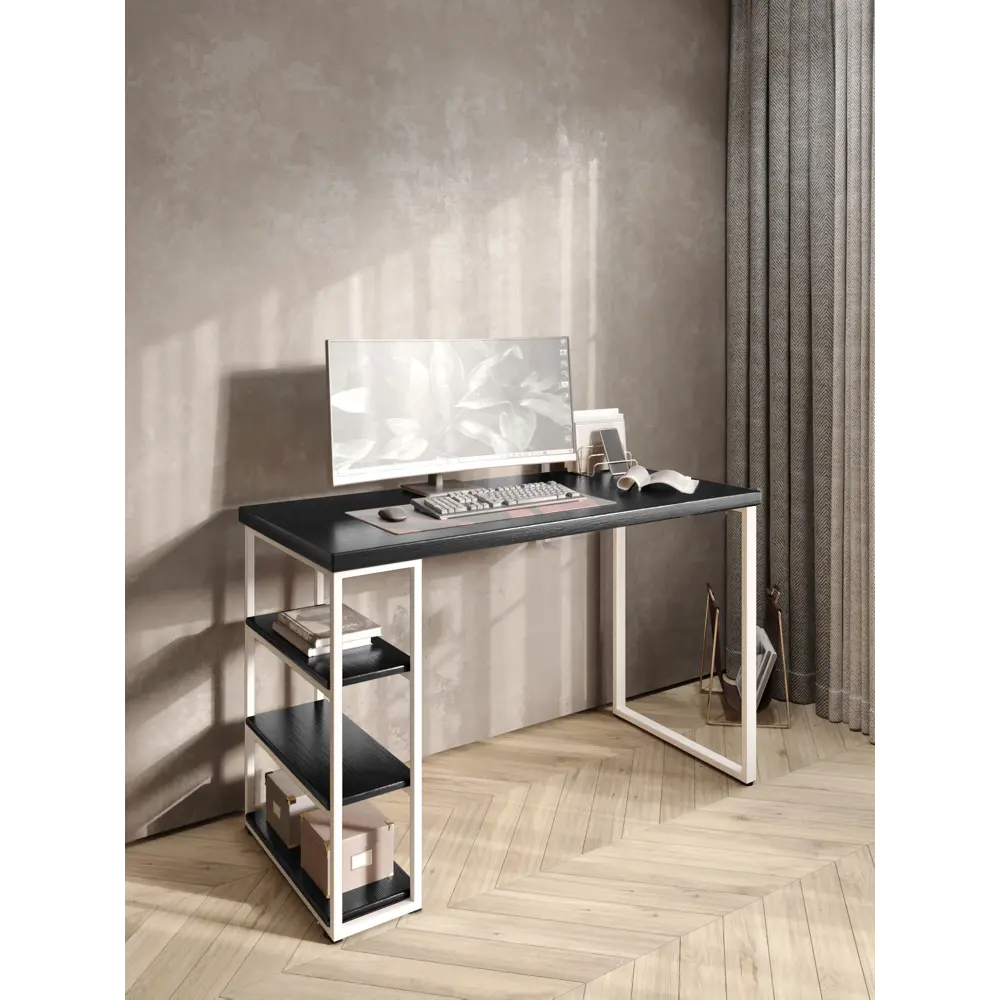 Фото 5 Стол письменный Solarius Loft 60x76.5x120 см сталь и дерево лофт ножки цвет белый/оникс Фото 5 Стол письменный Solarius Loft 60x76.5x120 см сталь и дерево лофт ножки цвет белый/оникс