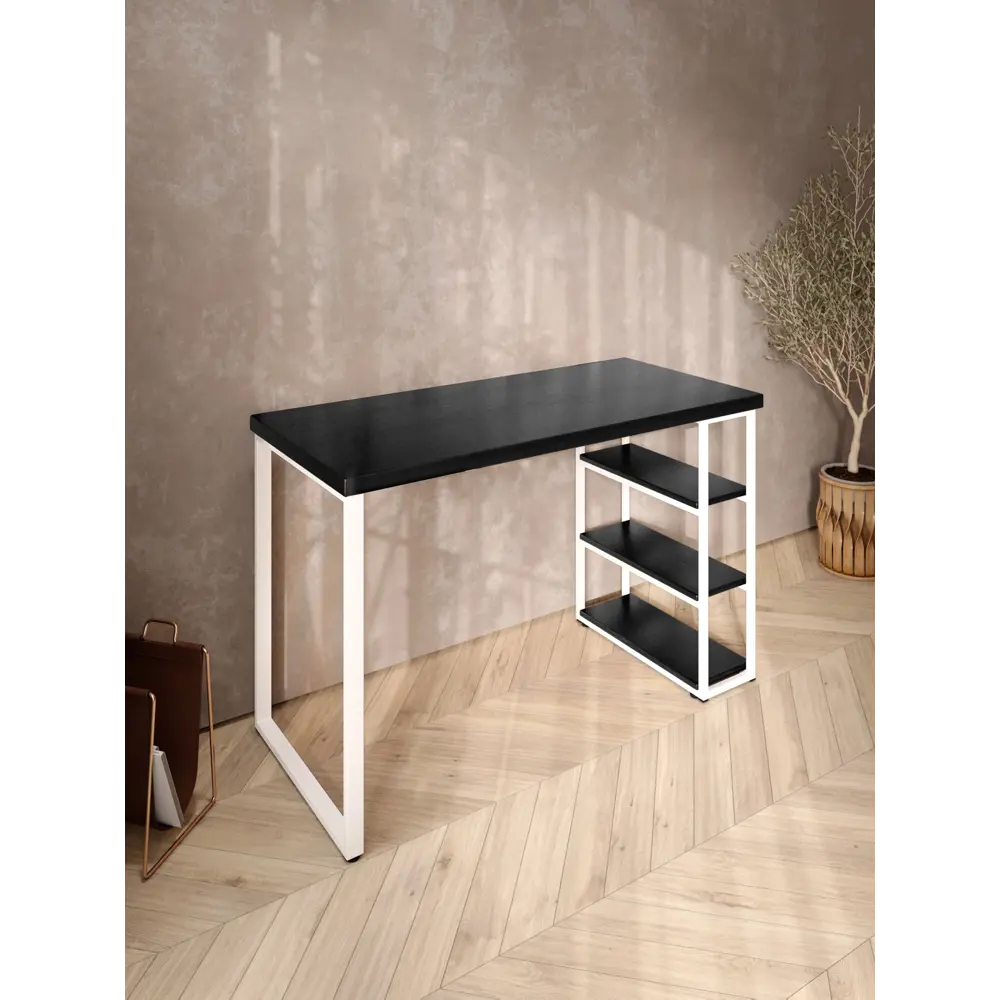 Фото 4 Стол письменный Solarius Loft 60x76.5x140 см сталь и дерево лофт ножки цвет белый/оникс Фото 4 Стол письменный Solarius Loft 60x76.5x140 см сталь и дерево лофт ножки цвет белый/оникс